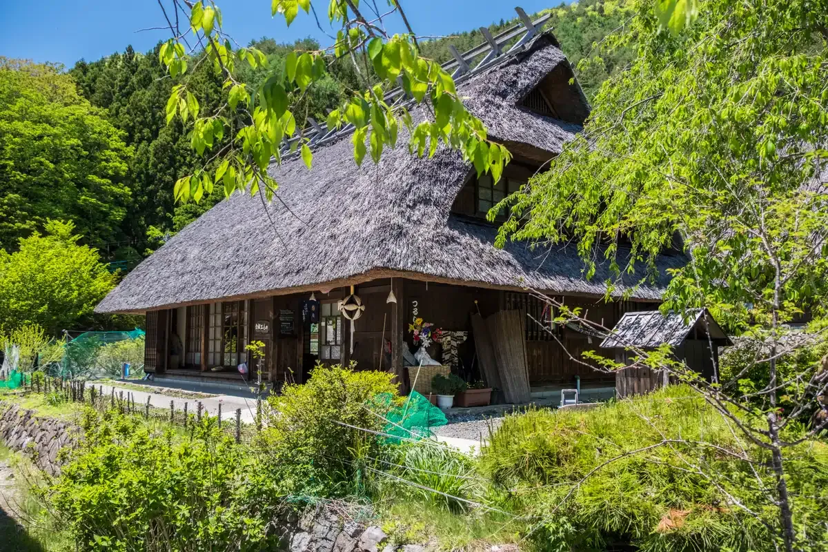 Thatched farmhouse at Saiko Iyashi-no-Sato Nenba village on a Mt Fuji day trip from Tokyo